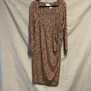 Leopard Print Maternity Long Sleeve Dress